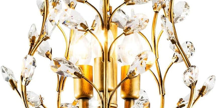 Crystal Chandelier Vintage, 3 Lights, Gold