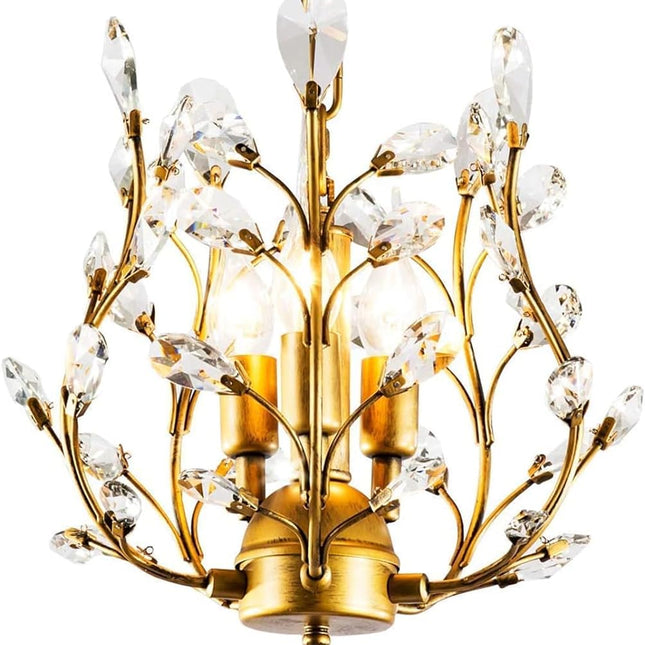 Crystal Chandelier Vintage, 3 Lights, Gold