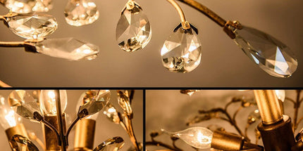 Crystal Chandelier Vintage, 3 Lights, Gold