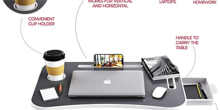 Laptop Bed Desk with Storage and foldable legs for Adults, Kids & Home Office