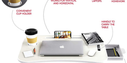 Laptop Bed Desk with Storage and foldable legs for Adults, Kids & Home Office