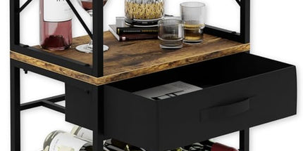 CARLA HOME Freestanding Wine Rack for 20 Bottles with Wood Countertop and Sturdy Metal Frame