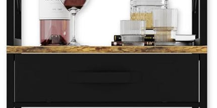 CARLA HOME Freestanding Wine Rack for 20 Bottles with Wood Countertop and Sturdy Metal Frame
