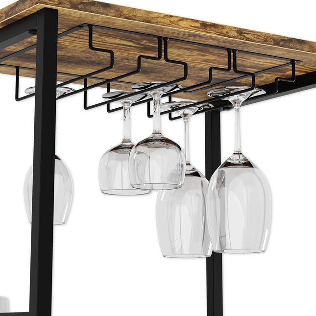 CARLA HOME Freestanding Wine Rack for 20 Bottles with Wood Countertop and Sturdy Metal Frame
