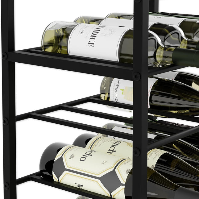 CARLA HOME Freestanding Wine Rack for 20 Bottles with Wood Countertop and Sturdy Metal Frame