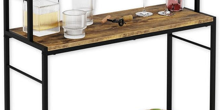 CARLA HOME Large Wine Rack for 20 Bottles with Wood Countertop and Sturdy Metal Frame