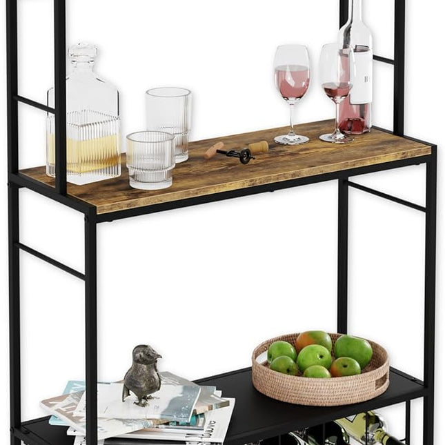 CARLA HOME Large Wine Rack for 20 Bottles with Wood Countertop and Sturdy Metal Frame