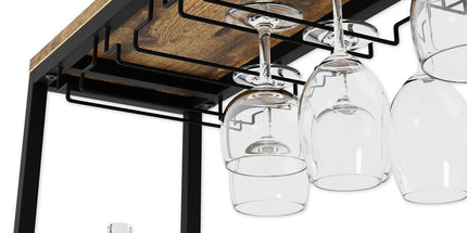 CARLA HOME Large Wine Rack for 20 Bottles with Wood Countertop and Sturdy Metal Frame