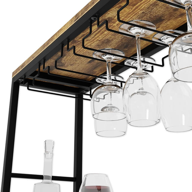 CARLA HOME Large Wine Rack for 20 Bottles with Wood Countertop and Sturdy Metal Frame