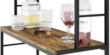 CARLA HOME Large Wine Rack for 20 Bottles with Wood Countertop and Sturdy Metal Frame
