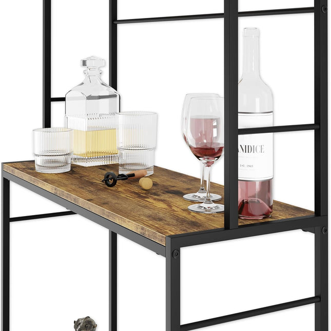 CARLA HOME Large Wine Rack for 20 Bottles with Wood Countertop and Sturdy Metal Frame