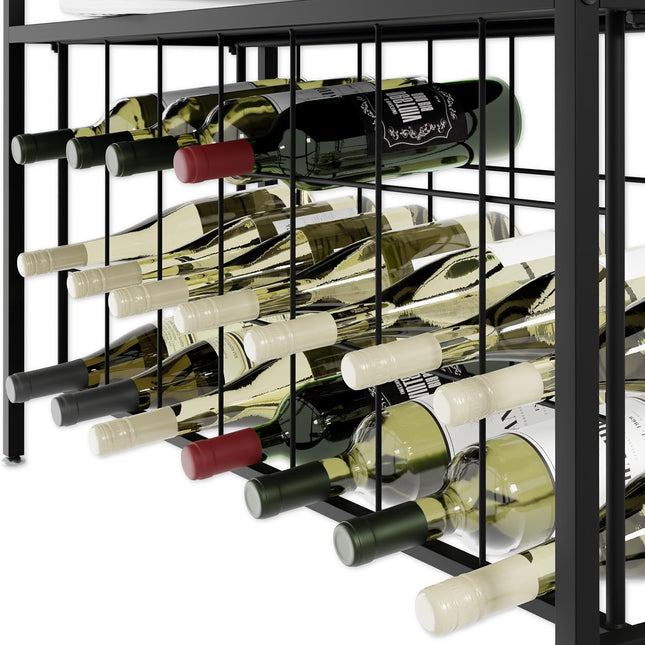 CARLA HOME Large Wine Rack for 20 Bottles with Wood Countertop and Sturdy Metal Frame
