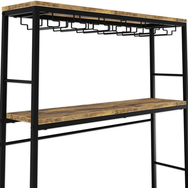 CARLA HOME Large Wine Rack for 20 Bottles with Wood Countertop and Sturdy Metal Frame