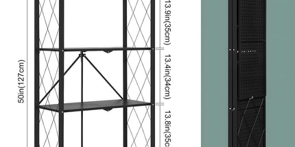 CARLA HOME 4-Tier Foldable Storage Shelf with Wheels for Kitchen, Garage, Pantry or Basement (Black)