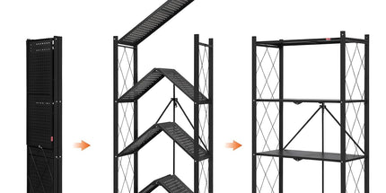 CARLA HOME 4-Tier Foldable Storage Shelf with Wheels for Kitchen, Garage, Pantry or Basement (Black)