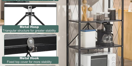 CARLA HOME 4-Tier Foldable Storage Shelf with Wheels for Kitchen, Garage, Pantry or Basement (Black)