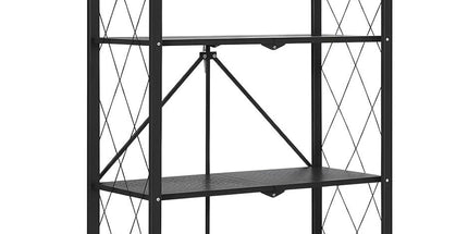CARLA HOME 4-Tier Foldable Storage Shelf with Wheels for Kitchen, Garage, Pantry or Basement (Black)