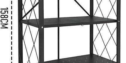 CARLA HOME 5-Tier Foldable Storage Shelf with Wheels for Kitchen, Garage, Pantry or Basement (Black)