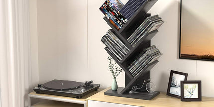 CARLA HOME 5-Tier Tree Bookshelf Storage Rack for Home Office or Bedroom (Black)