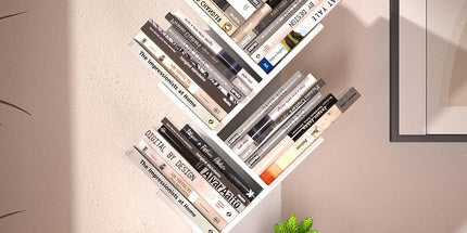CARLA HOME 5-Tier Tree Bookshelf Storage Rack for Home Office or Bedroom (White)