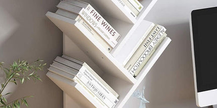 CARLA HOME 5-Tier Tree Bookshelf Storage Rack for Home Office or Bedroom (White)