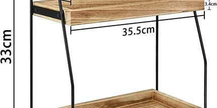 CARLA HOME 2-Tier Wooden Coffee Station Rack Organizer for Coffee Bar, Condiments, Syrups, Storage Jars & Spice Storage Shelf