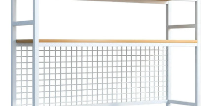 CARLA HOME  2-Tier Metal Desktop Hutch Bookshelf with Grid Panel for Computer Desk and Office Countertop