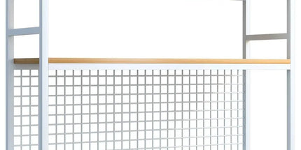 CARLA HOME  2-Tier Metal Desktop Hutch Bookshelf with Grid Panel for Computer Desk and Office Countertop