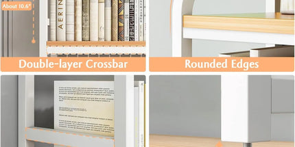 CARLA HOME  2-Tier Metal Desktop Hutch Bookshelf with Grid Panel for Computer Desk and Office Countertop