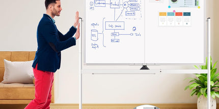 CARLA HOME Double-Sided Magnetic Whiteboard 120x90cm with Wheels, Reversible Design for School, Office & Home