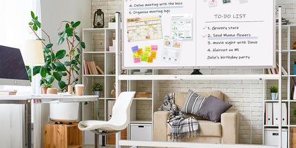 CARLA HOME Double-Sided Magnetic Whiteboard 120x90cm with Wheels, Reversible Design for School, Office & Home