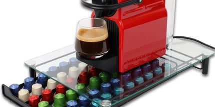 CARLA HOME 60 Coffee Pod Holder Drawer with Tempered Glass Capsule Organizer for Nespresso Pods and Sliding Drawer for Kitchen Countertop