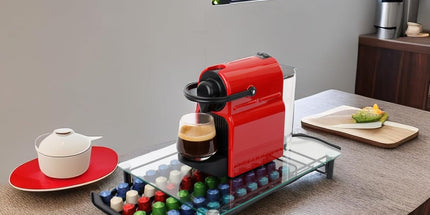CARLA HOME 60 Coffee Pod Holder Drawer with Tempered Glass Capsule Organizer for Nespresso Pods and Sliding Drawer for Kitchen Countertop