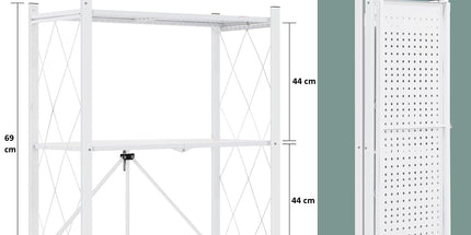 CARLA HOME 3-Tier Foldable Storage Shelf with Wheels for Kitchen, Garage, Pantry or Basement (White)