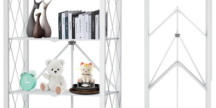 CARLA HOME 4-Tier Foldable Storage Shelf with Wheels for Kitchen, Garage, Pantry or Basement (White)