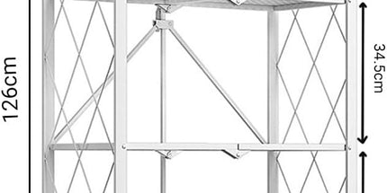 CARLA HOME 4-Tier Foldable Storage Shelf with Wheels for Kitchen, Garage, Pantry or Basement (White)