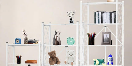 CARLA HOME 5-Tier Foldable Storage Shelf with Wheels for Kitchen, Garage, Pantry or Basement (White)