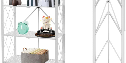 CARLA HOME 5-Tier Foldable Storage Shelf with Wheels for Kitchen, Garage, Pantry or Basement (White)