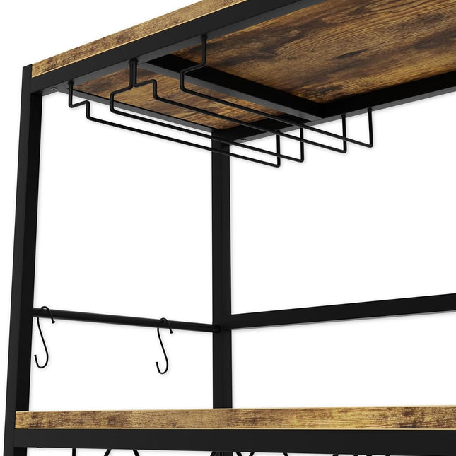 CARLA HOME Large Wine Rack with Glass Holder, Metal Designed Bottle Holder and Wood Countertop for Wine & Champagne
