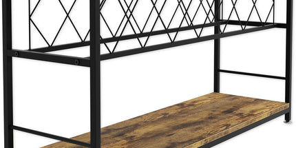 CARLA HOME Large Wine Rack with Glass Holder, Metal Designed Bottle Holder and Wood Countertop for Wine & Champagne