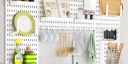 CARLA HOME Pegboard Wall Organizer Kit with 6 Modular Pegboards & 21 Accessories for Kitchen, Office, Gaming & Craft Storage