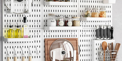 CARLA HOME Pegboard Wall Organizer Kit with 6 Modular Pegboards & 21 Accessories for Kitchen, Office, Gaming & Craft Storage