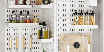 CARLA HOME Pegboard Wall Organizer Kit with 6 Modular Pegboards & 21 Accessories for Kitchen, Office, Gaming & Craft Storage