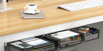 CARLA HOME 3‑Pack Under Desk Storage Drawers Hidden Pull‑Out Organizer for Office & Home