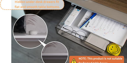CARLA HOME 3‑Pack Under Desk Storage Drawers Hidden Pull‑Out Organizer for Office & Home