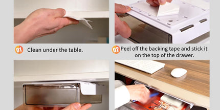 CARLA HOME 3‑Pack Under Desk Storage Drawers Hidden Pull‑Out Organizer for Office & Home