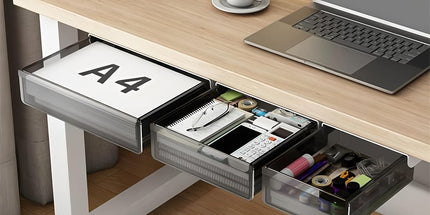 CARLA HOME 3‑Pack Under Desk Storage Drawers Hidden Pull‑Out Organizer for Office & Home