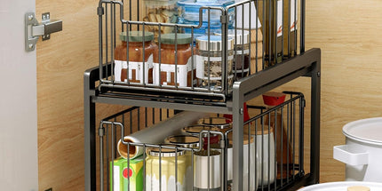 CARLA HOME 2 Tier Sliding Cabinet Organizer Drawer Storage Rack for Kitchen or Bathroom