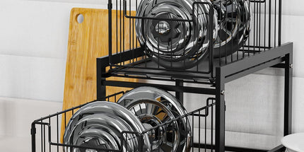 CARLA HOME 2 Tier Sliding Cabinet Organizer Drawer Storage Rack for Kitchen or Bathroom