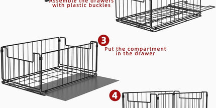 CARLA HOME 2 Tier Sliding Cabinet Organizer Drawer Storage Rack for Kitchen or Bathroom